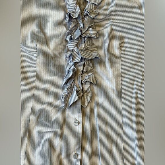 Talbots Pinstripe V-Neck Button Down Top - Picture 3 of 5